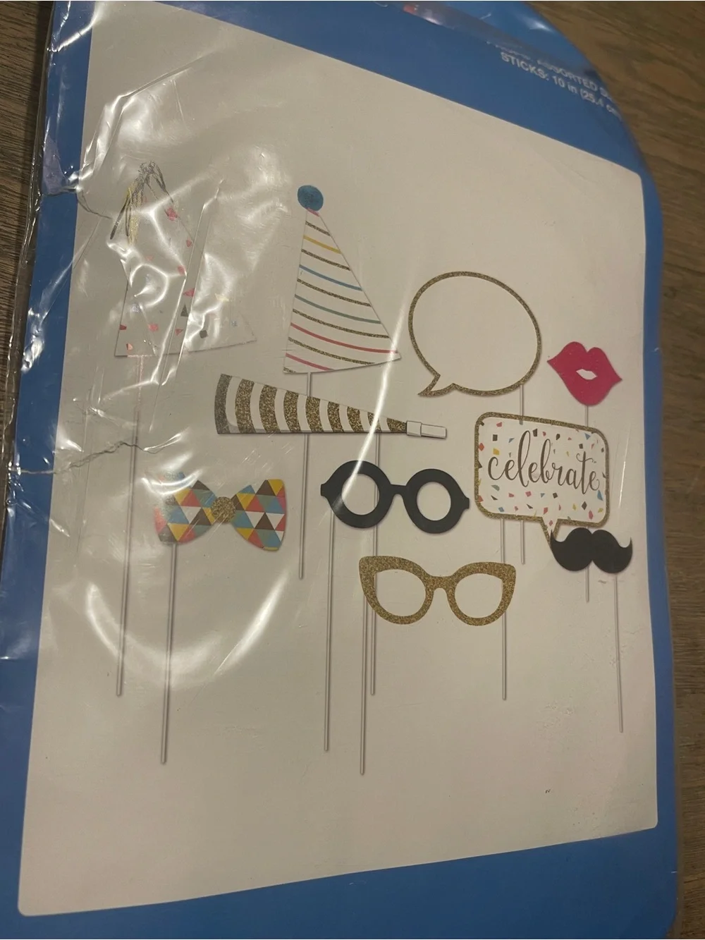Photo Booth Props Set - Blue & Multicolor Party Accessories
